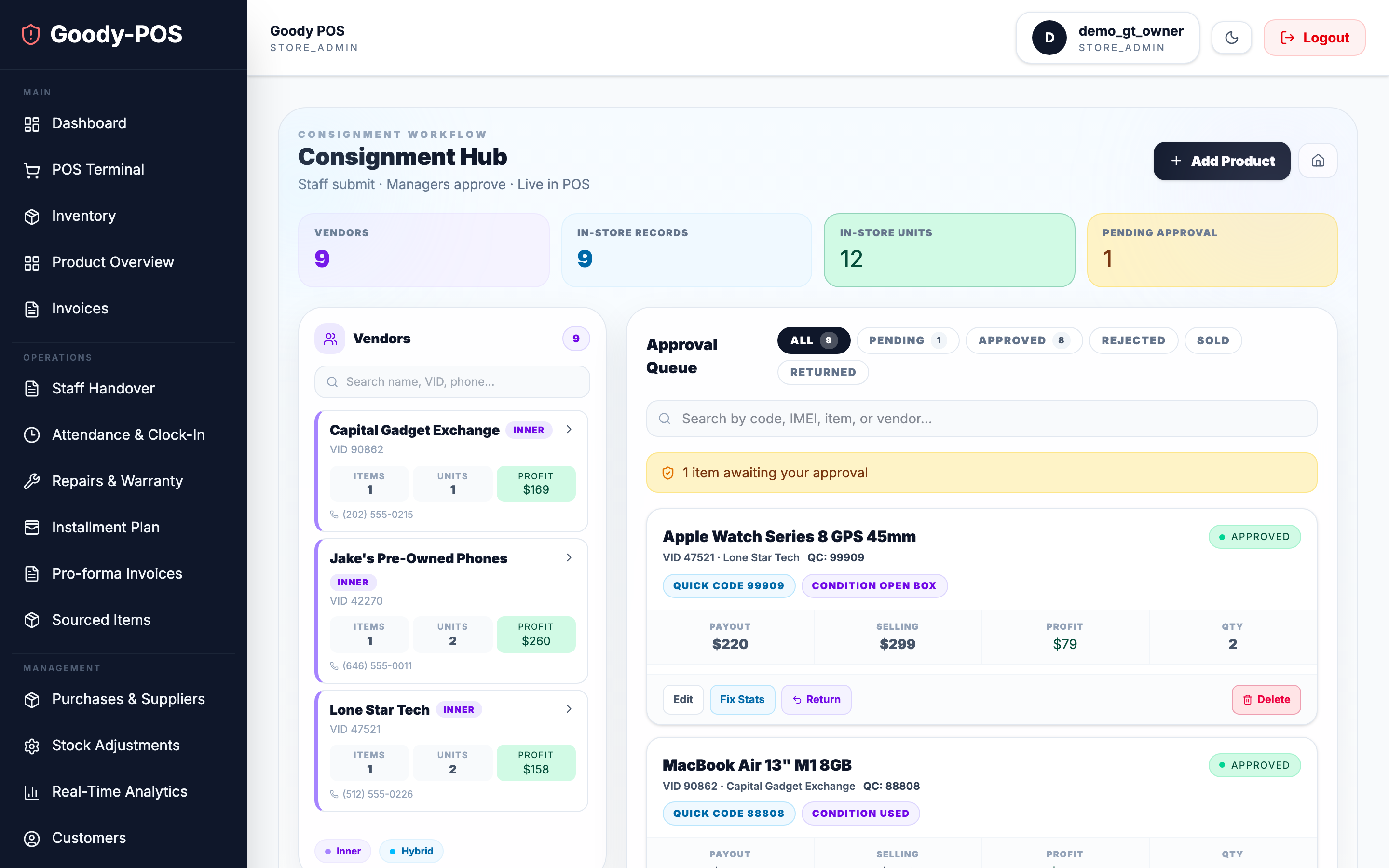 GoodyPOS Consignment