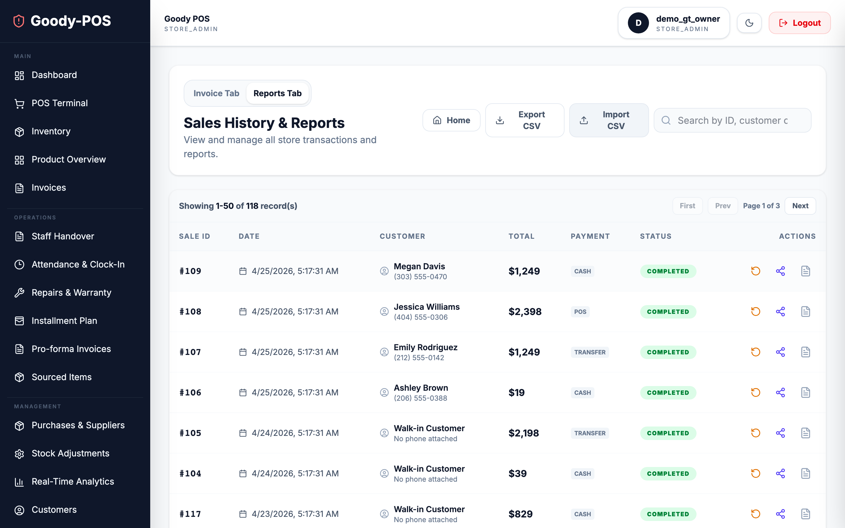 GoodyPOS Sales Reports